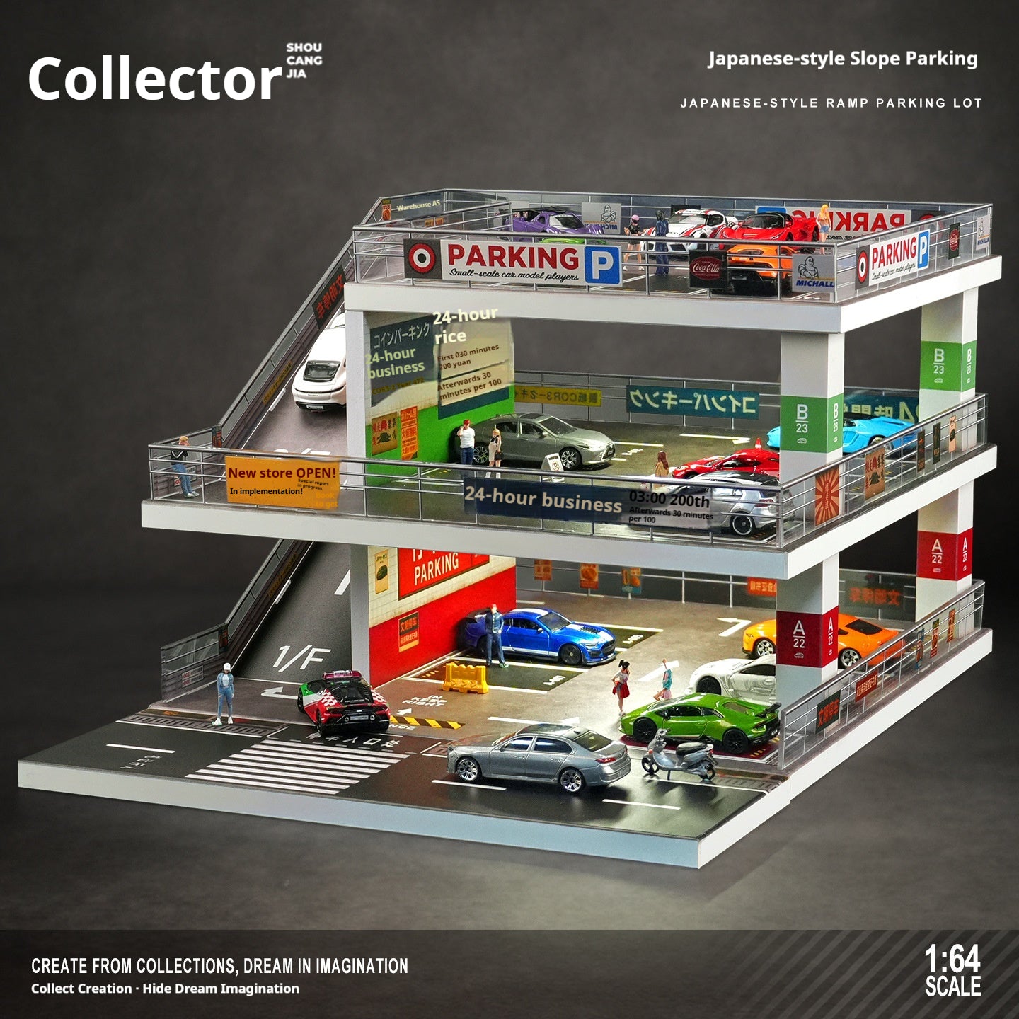 1:64日本の立体駐車場の照明シーン