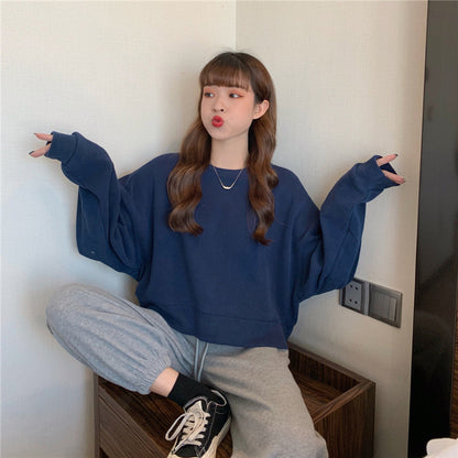 Solid Crewneck Oversized Sweatshirt