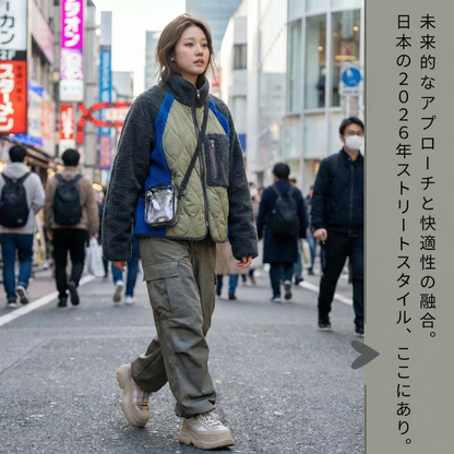 万能な厚手のカラーブロックファッションコットンジャケット