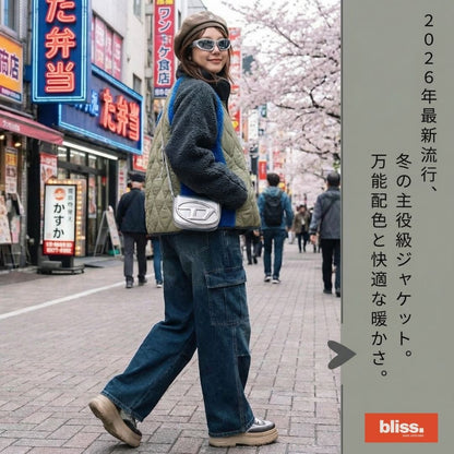 万能な厚手のカラーブロックファッションコットンジャケット