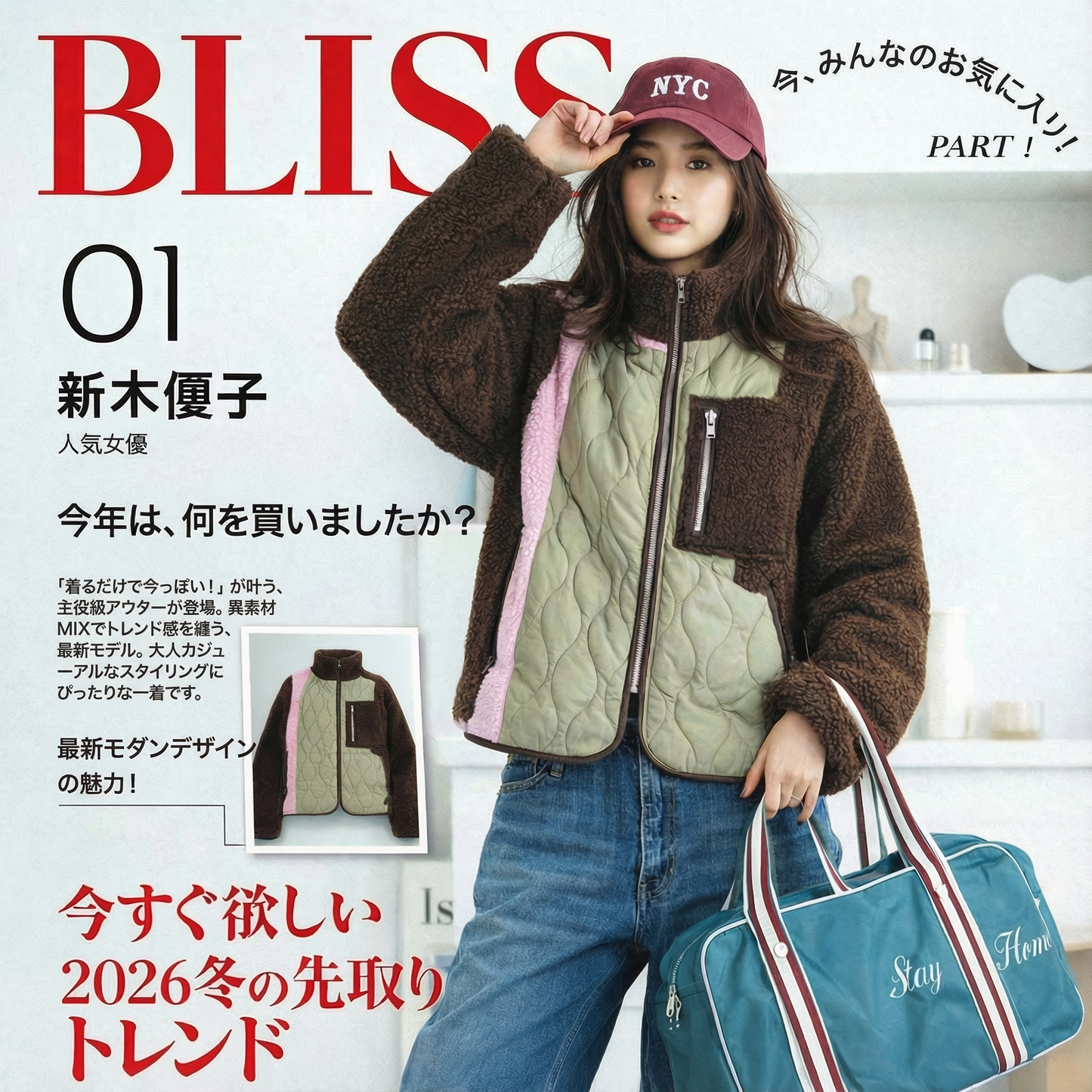万能な厚手のカラーブロックファッションコットンジャケット
