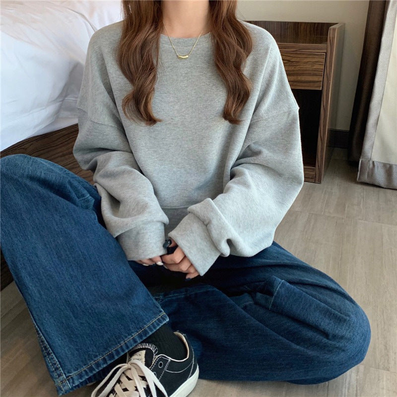 Solid Crewneck Oversized Sweatshirt