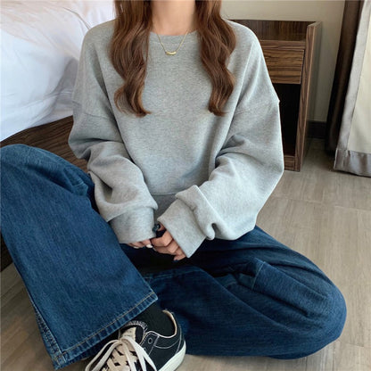 Solid Crewneck Oversized Sweatshirt