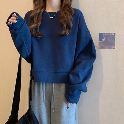 Solid Crewneck Oversized Sweatshirt