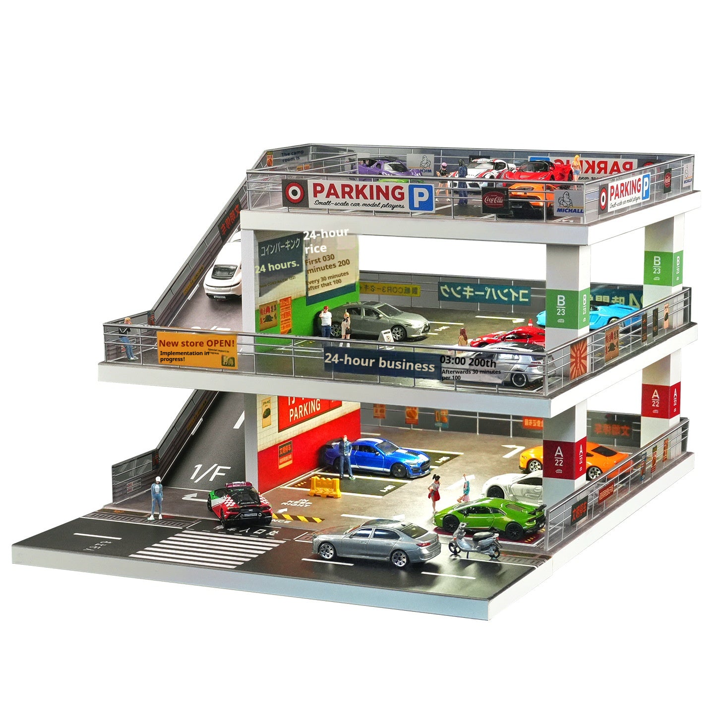 1:64日本の立体駐車場の照明シーン