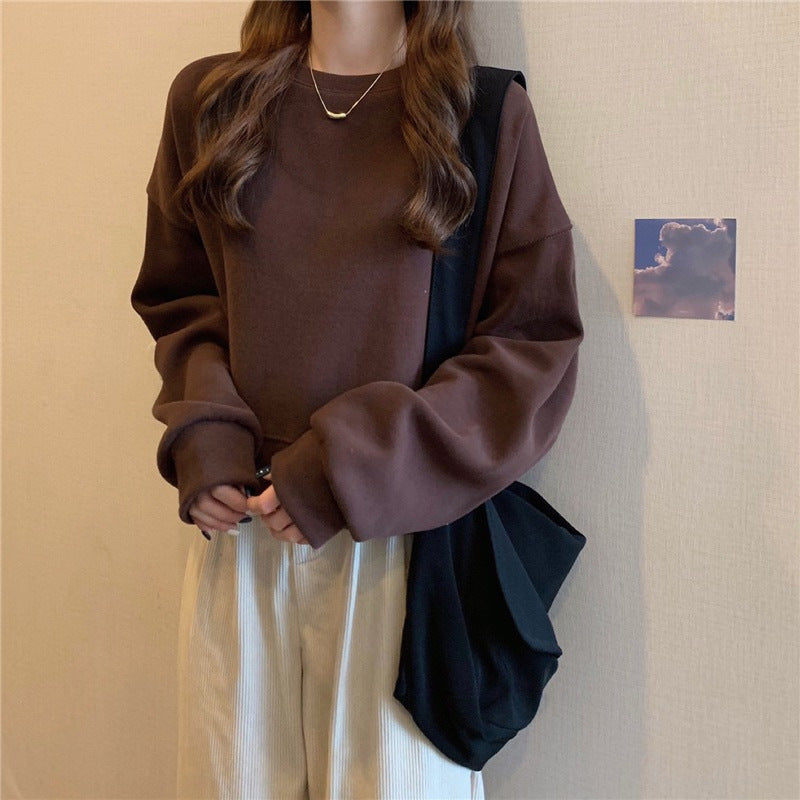 Solid Crewneck Oversized Sweatshirt