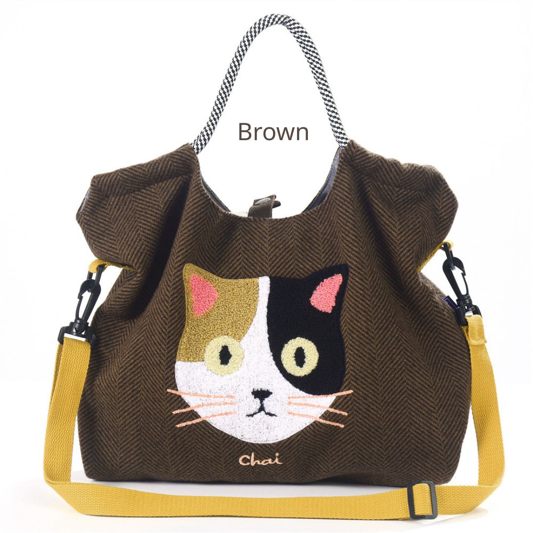 Japanese Cat-Themed Large Capacity Shoulder Bag
