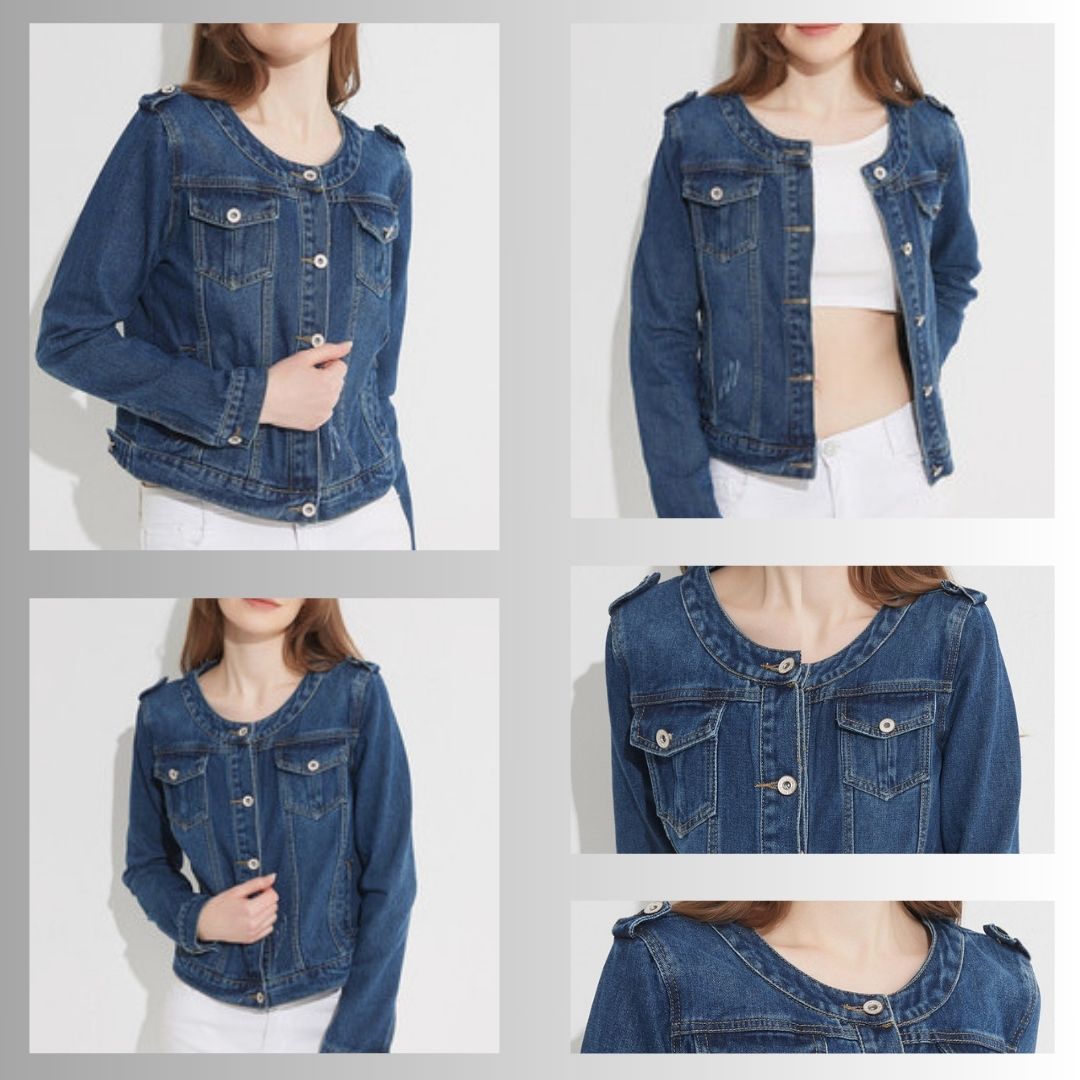 Round Neck Leisure Denim Jacket
