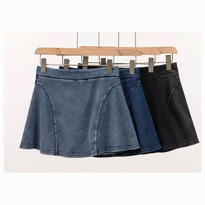 Denim-Look Two-in-One Yoga Fitness Shorts