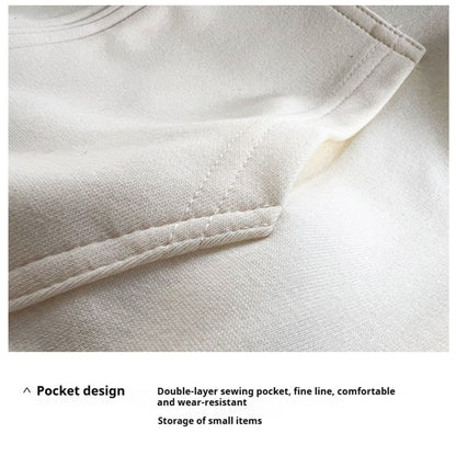 Solid Color Cotton Hooded Zip-Up Jacket