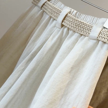 Cotton Linen Wide Leg A Line Shorts