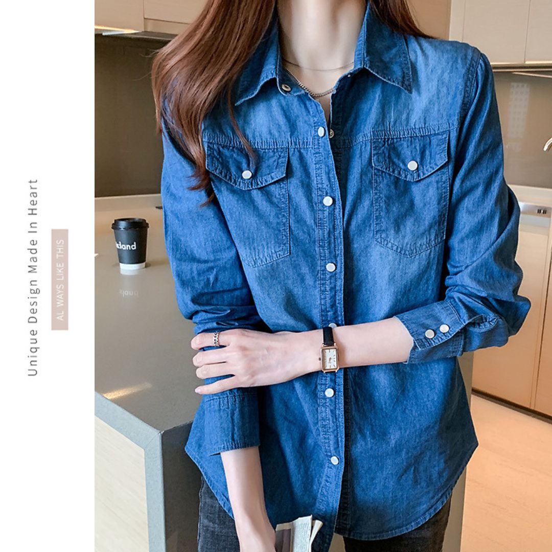 Slim-Fit Long-Sleeve Denim Shirt