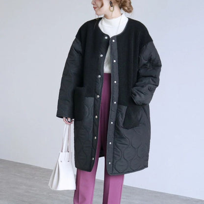 Japanese-Style Cotton Blend Mid-Length Jacket with Paneling
