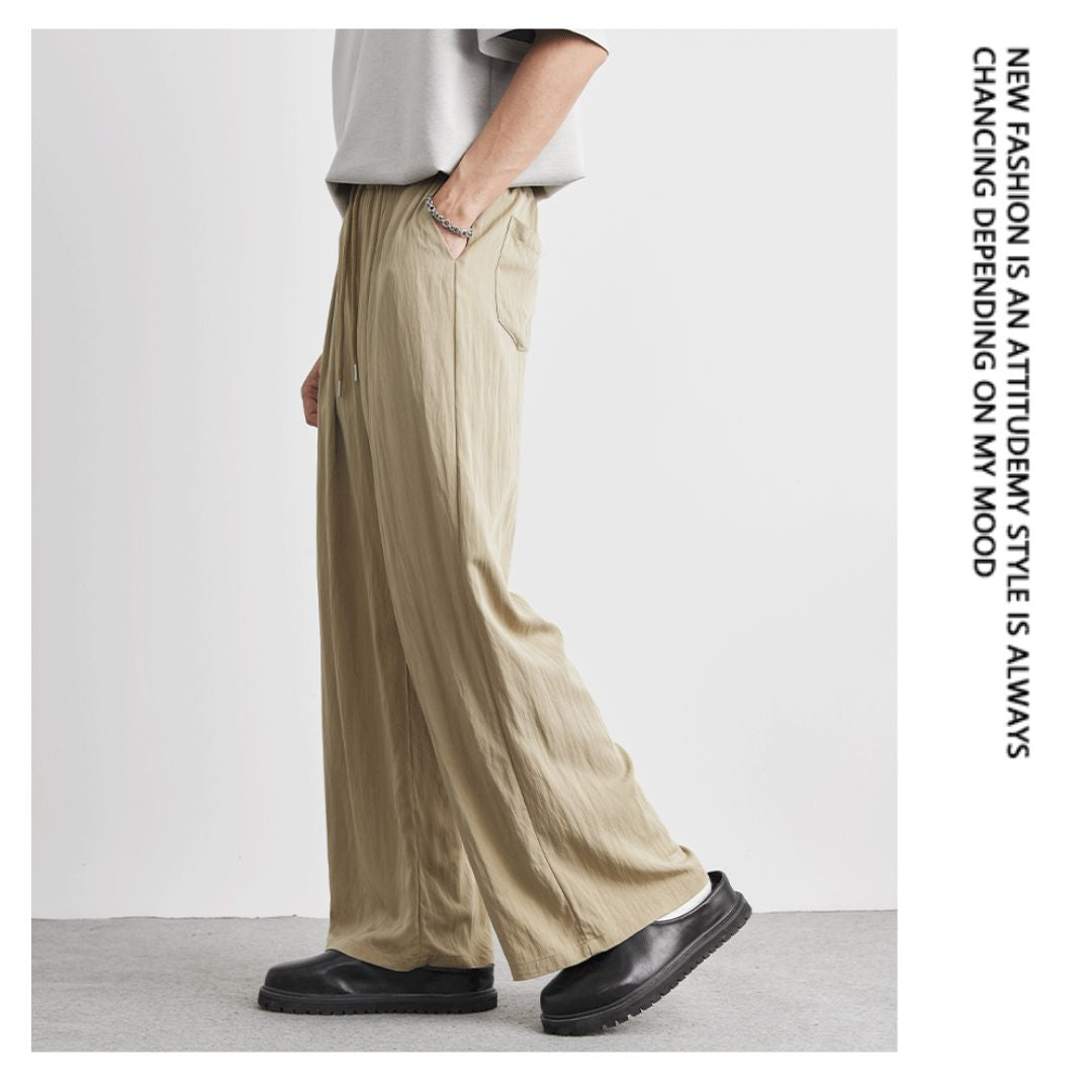 Draped Ice Silk Loose-Fit Casual Pants