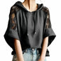 Color Block Lace Patchwork Hoodie with Flared Sleeves