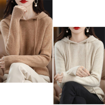 Wool Knit Hooded Top