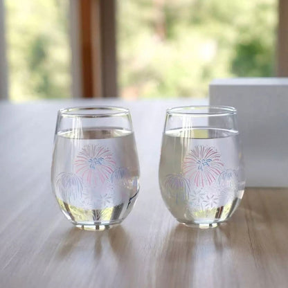 Japanese Cooling Fireworks Crystal Glass — Pair