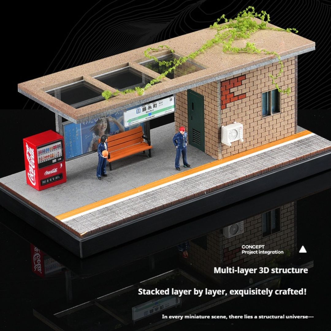 1:64 日本の路面電車駅のシーンボックス