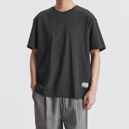 Simple Contrast Stitch Short Sleeve T Shirt
