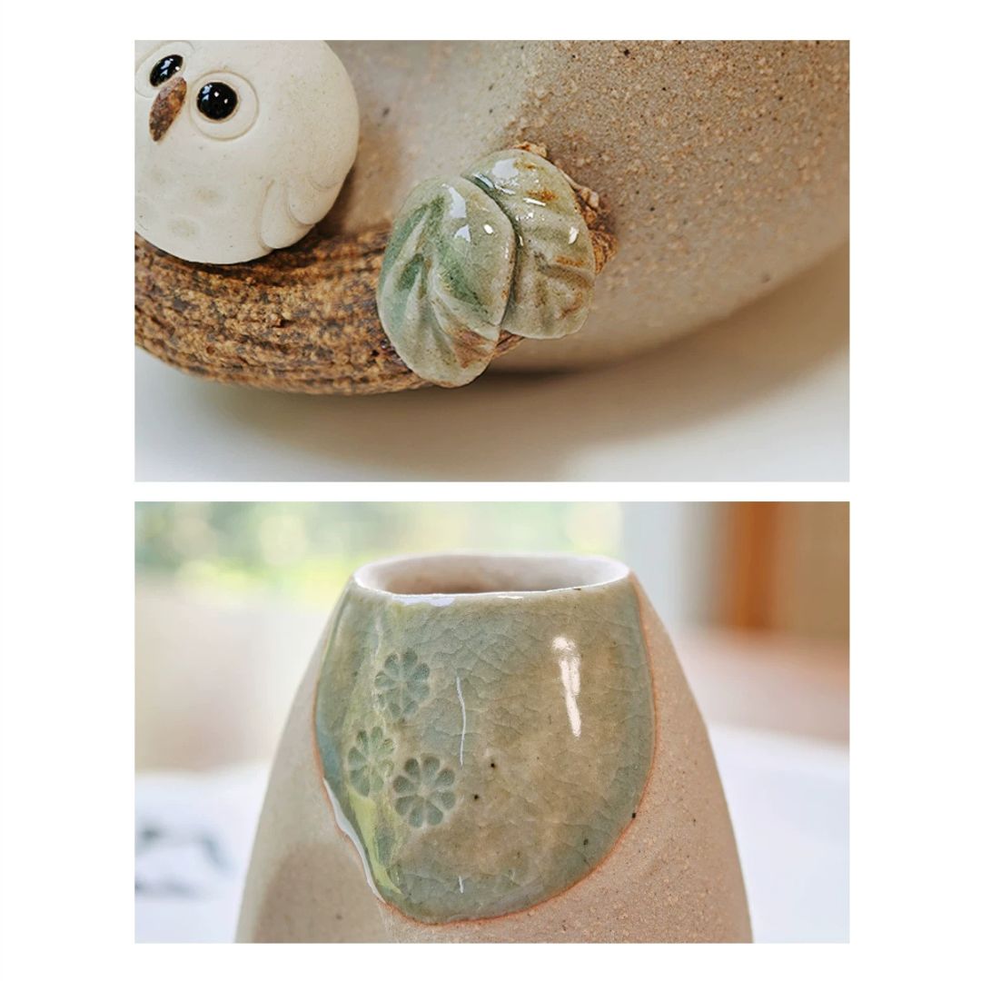 Shigaraki Ware Mini Owl Vase