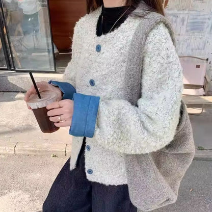Vintage Color-Block Patchwork Loose Jacket
