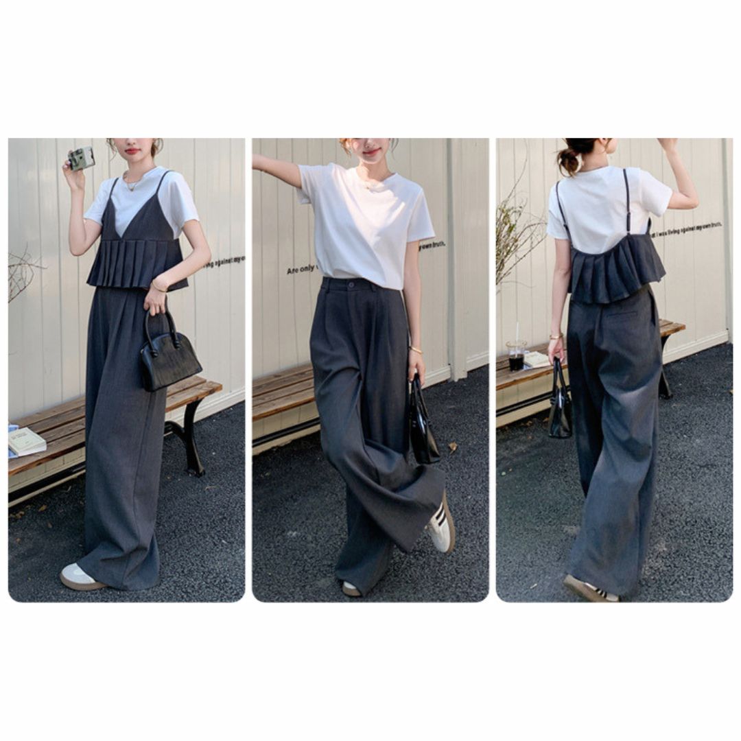 Deep Gray Camisole Wide Leg (Three Piece Set)