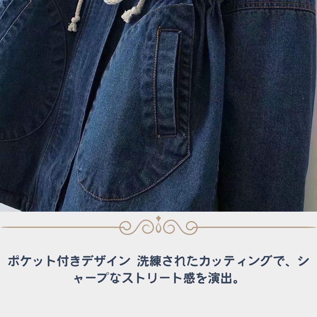 Fleece-Lined Mid-Length Denim Hooded Jacket