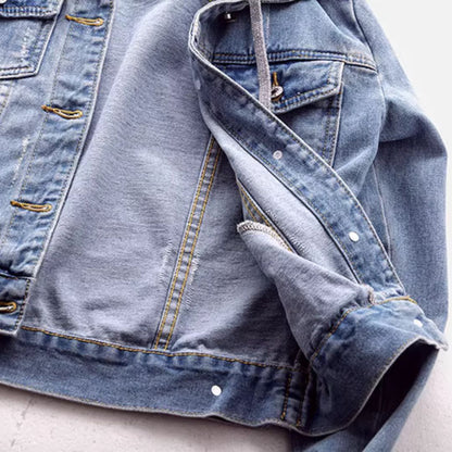 Slim Fit Hooded Denim Jacket