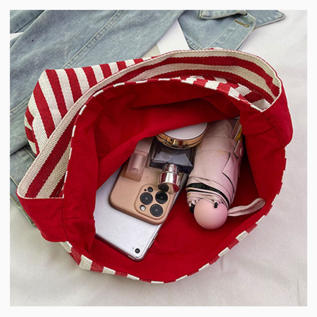 Large Capacity Striped Reversible Canvas Bag