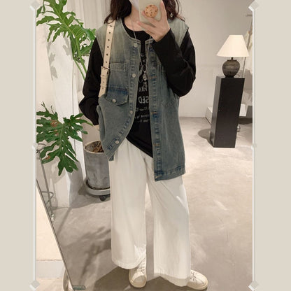 女士復古牛仔背心 