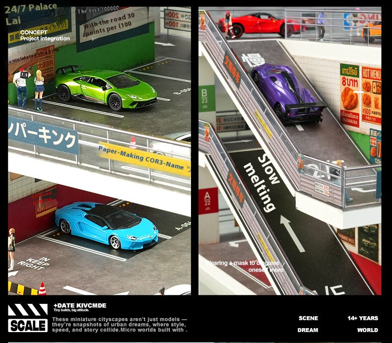 1:64日本の立体駐車場の照明シーン