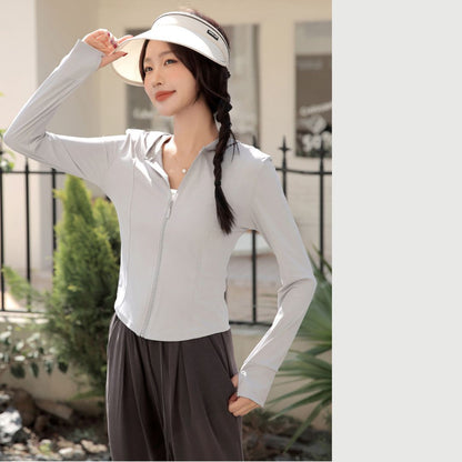 Sun-protective slim-fit sports jacket