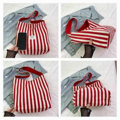 Large Capacity Striped Reversible Canvas Bag