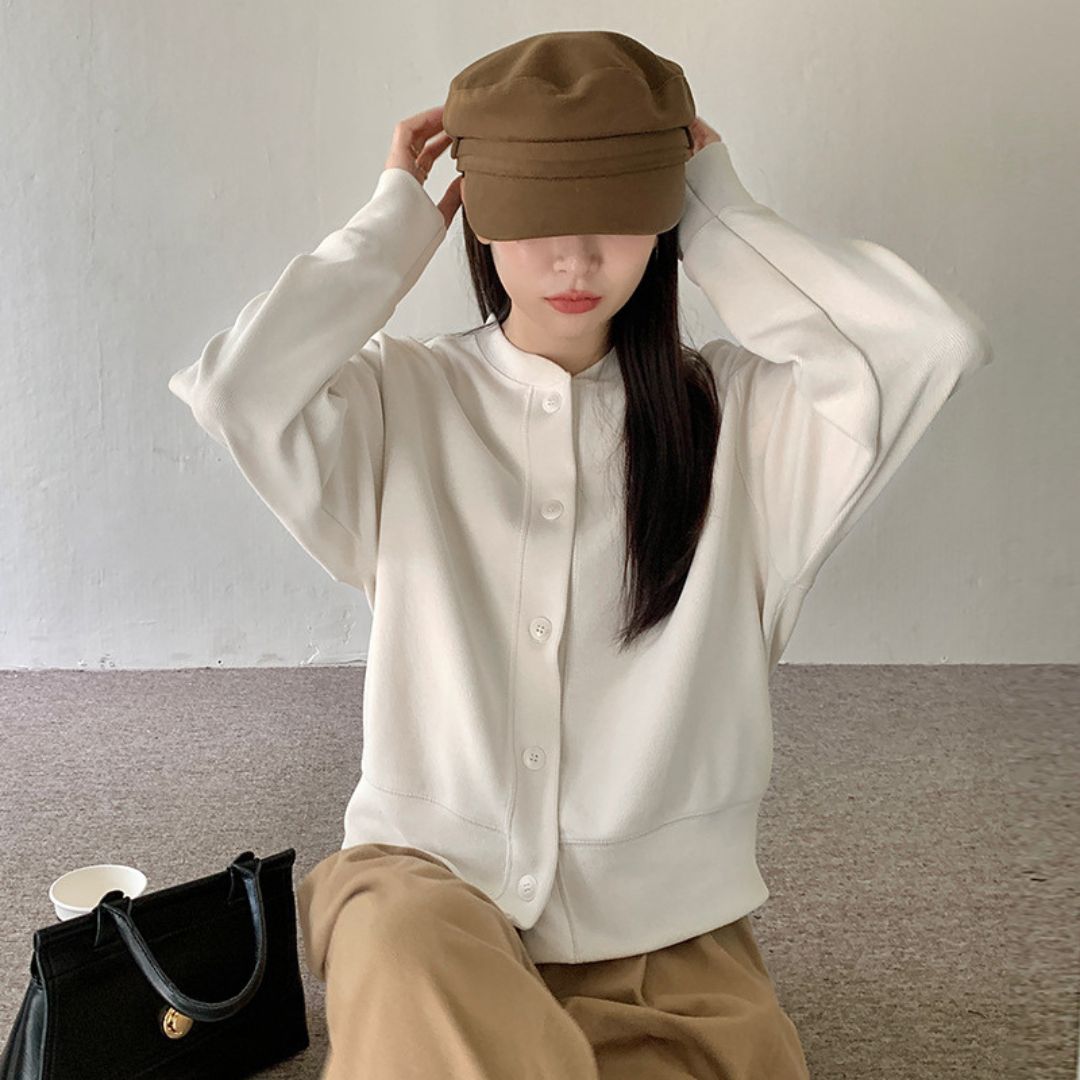 Japanese-Style Round-Neck Button Jacket