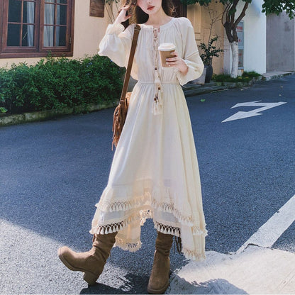 Ethnic Style Tassel Vest & Dress Two Piece Set