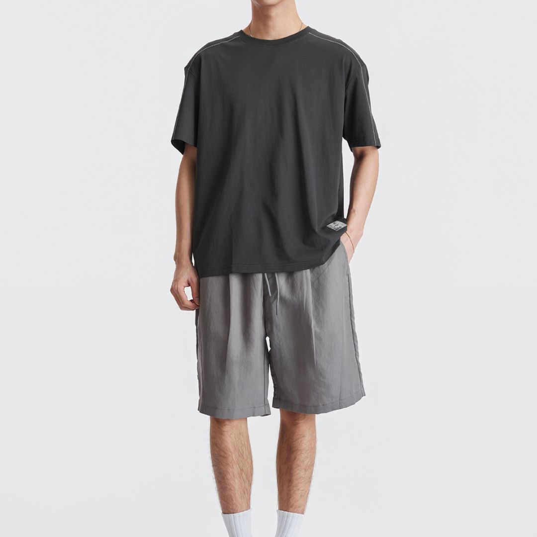 Simple Contrast Stitch Short Sleeve T Shirt