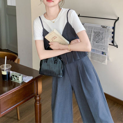 Deep Gray Camisole Wide Leg (Three Piece Set)