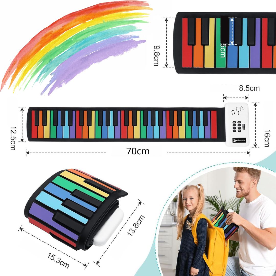 Portable Roll-Up 49-Key Rainbow Piano