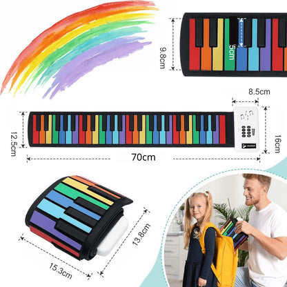 Portable Roll-Up 49-Key Rainbow Piano