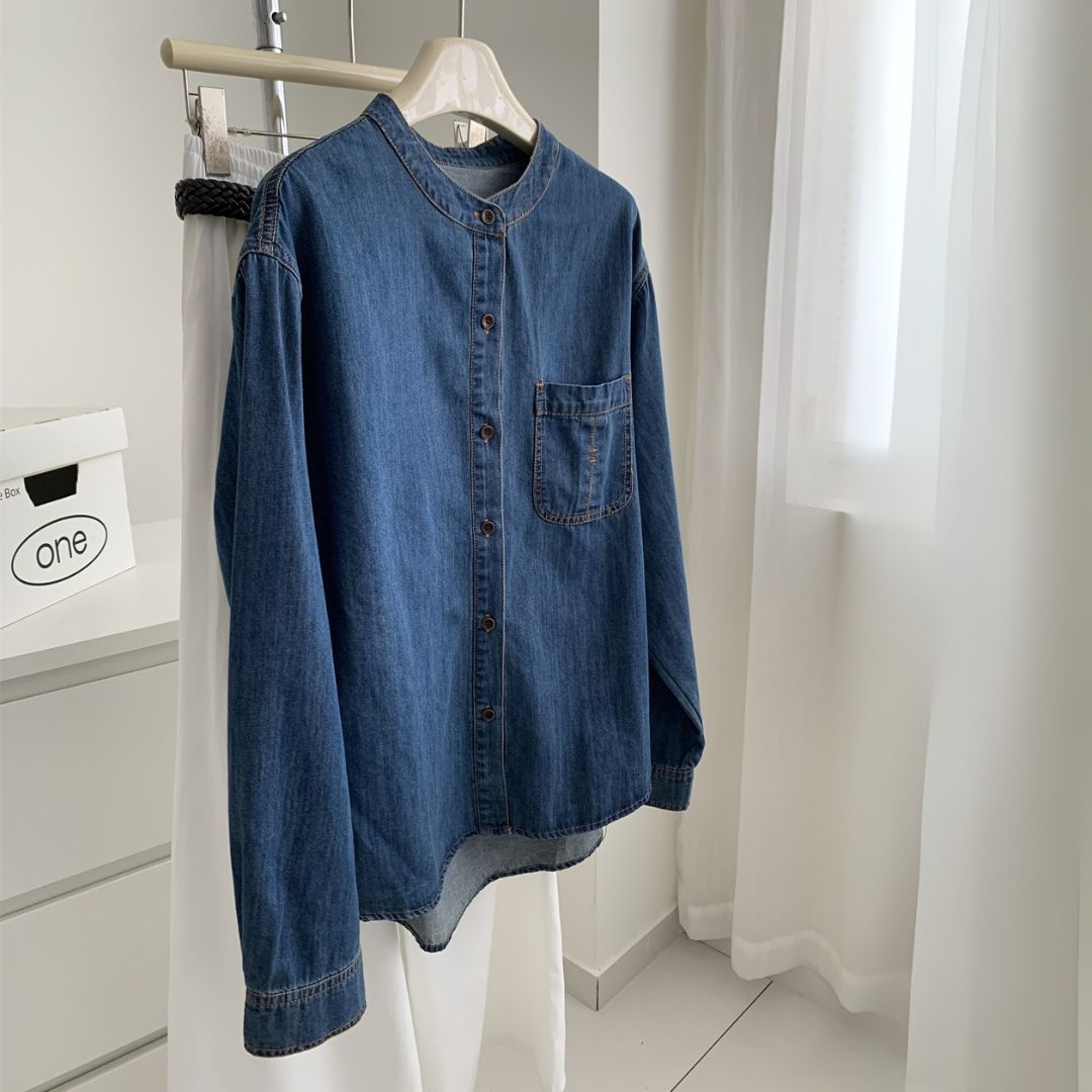Japanese-Style Vintage Denim Shirt