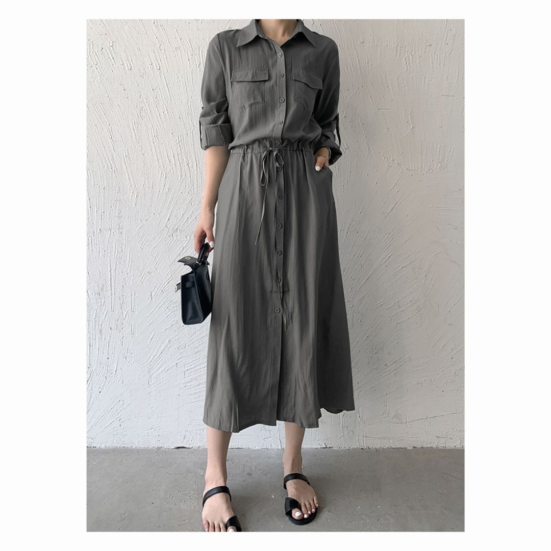 Minimalist Versatile Cinch Waist Maxi Dress