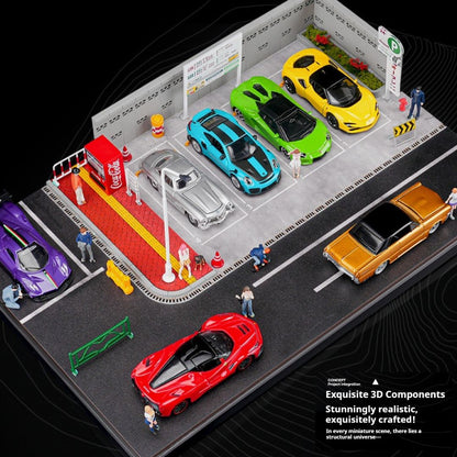 1:64日本の地上駐車場の照明シーン