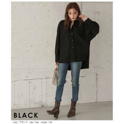 蝙蝠袖寬鬆立領開叉襯衣