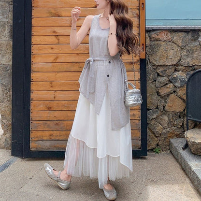 Knit Vest Top And Skirt Set