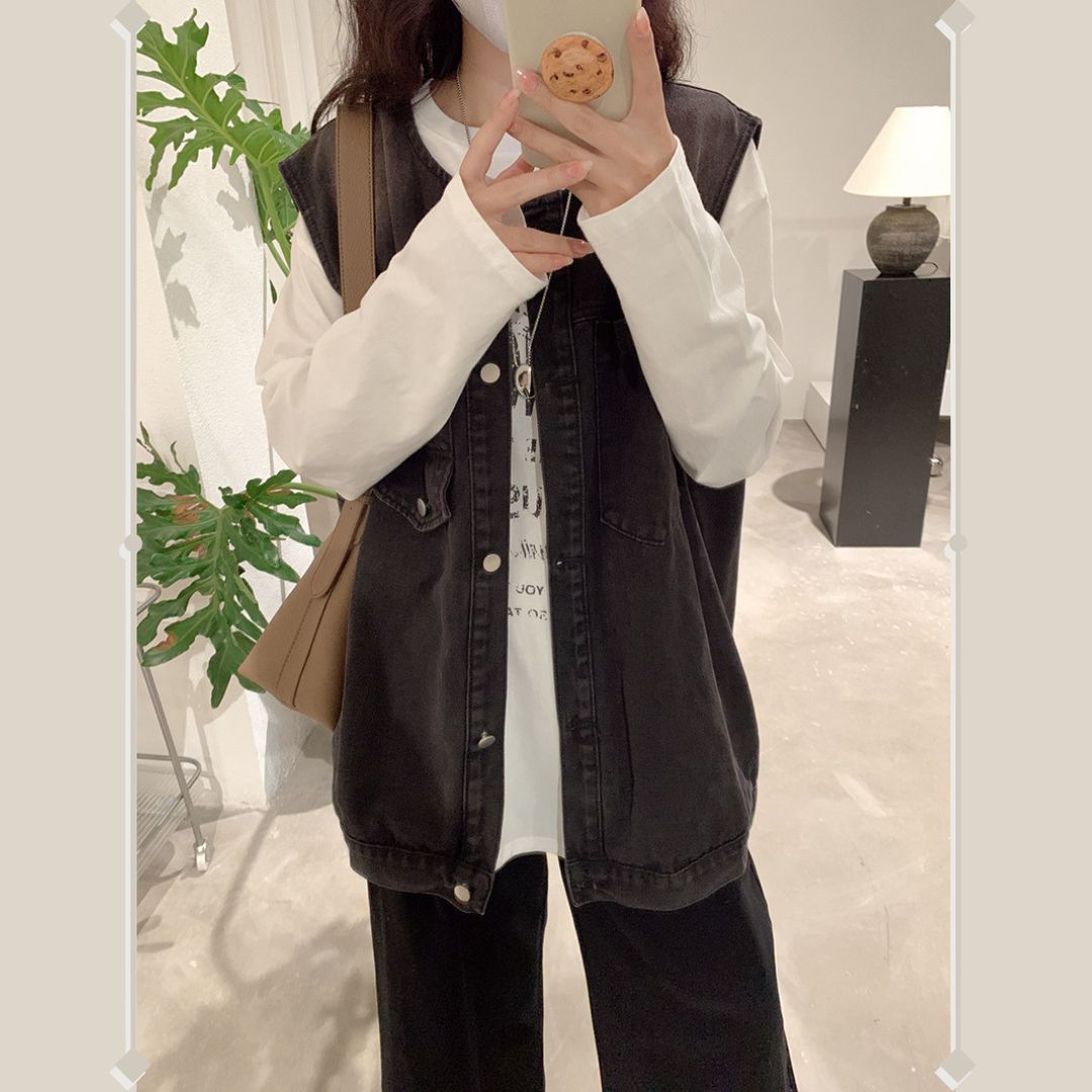 女士復古牛仔背心 