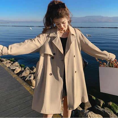 Classic Double Breasted Pleated Flowing Coat
