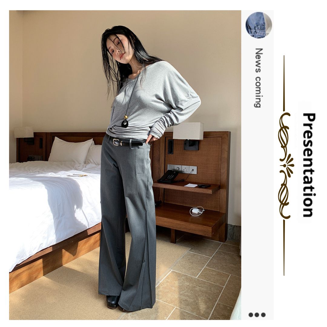 Low-waist Pleated Flare Trousers
