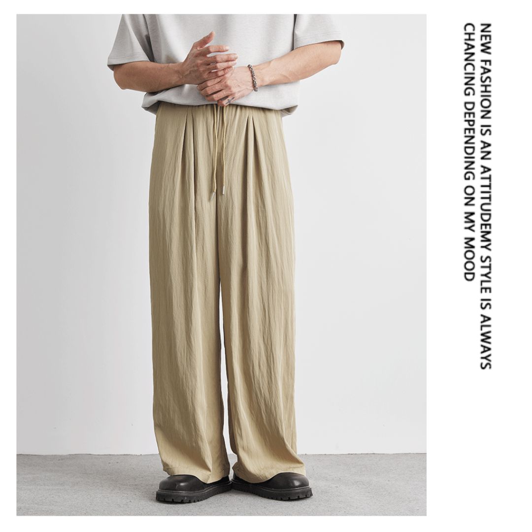 Draped Ice Silk Loose-Fit Casual Pants