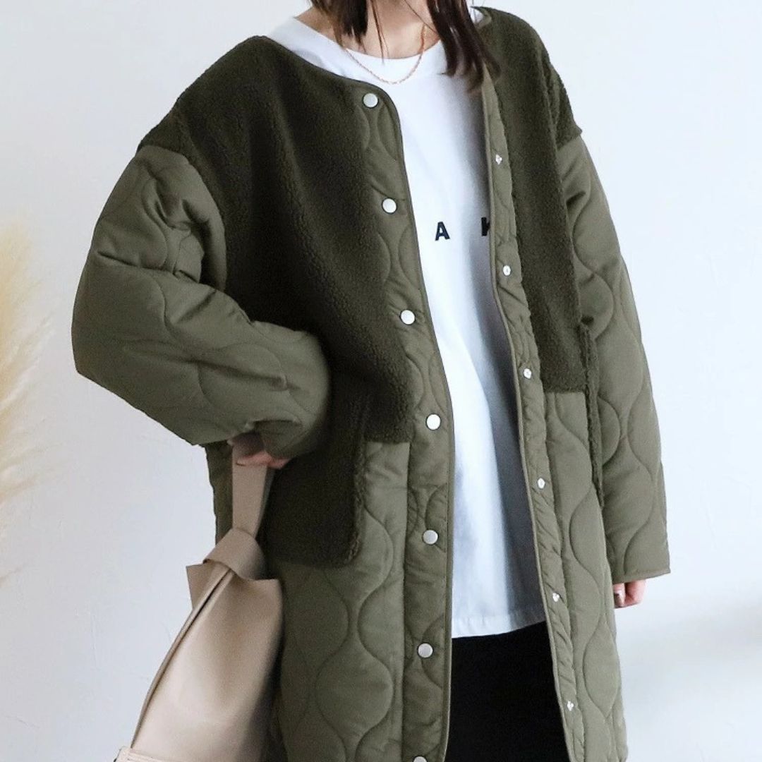 Japanese-Style Cotton Blend Mid-Length Jacket with Paneling