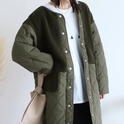 Japanese-Style Cotton Blend Mid-Length Jacket with Paneling